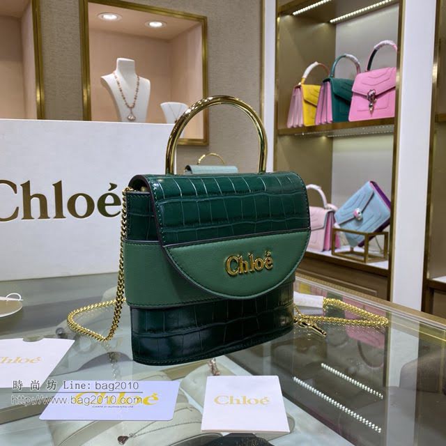 Chloe女包 克洛伊經典Aby lock鱷魚紋圓環鏈條手袋 Chole手提肩背斜挎包  jjh1348